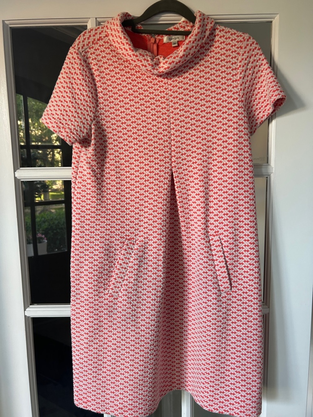 Tyler Boe Coral and White Textured Knit Dress